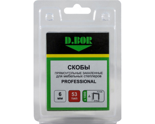 Скобы для степлера D.Bor Professional тип 53 6 мм 1000 шт. D-P2-053-06-1000