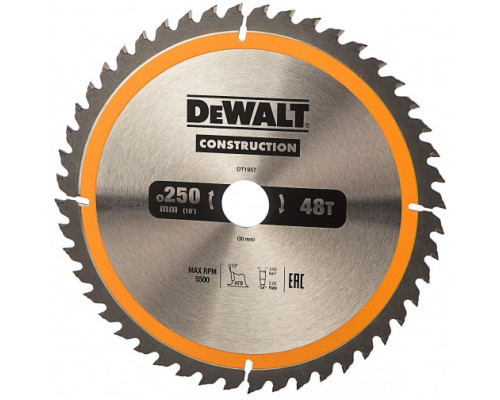 Пильный диск CONSTRUCT (250х30 мм; 48 ATB) DEWALT DT1957