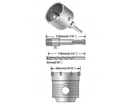 Коронка по бетону (65 мм; SDS-Plus) INGCO HCB0651