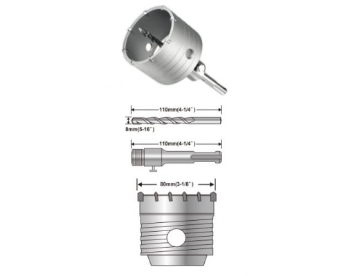 Коронка по бетону (80 мм; SDS-Plus) INGCO HCB0801