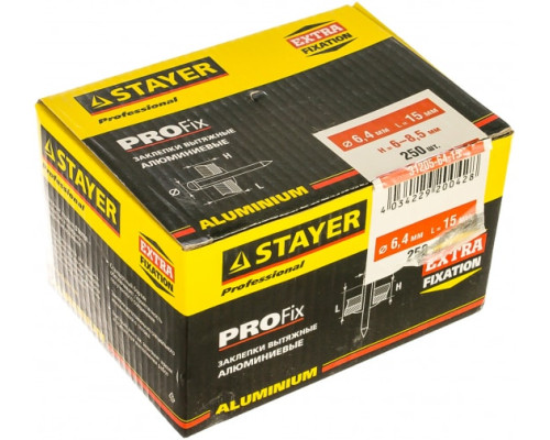 Заклепки алюминиевые (6,4 x 15 мм; 250 шт.) "PROFIX" STAYER 31205-64-15