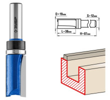 Фреза пазовая прямая с верхним подшипником ПРОФЕССИОНАЛ (19х38х86 мм; хвостовик 12 мм) Зубр 28756-19-38-12