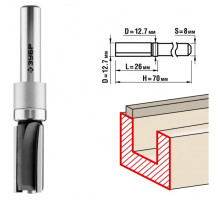 Фреза пазовая прямая с верхним подшипником по ламинату ПРОФЕССИОНАЛ (12.7х26х70 мм; хвостовик 8 мм) Зубр 28781-12.7-26