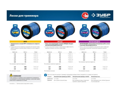 Леска для триммера Профессионал износостойкая (2.0 мм; 15 м; витой квадрат) ЗУБР 71030-2.0