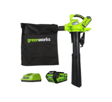 Аккумуляторный бесщеточный воздуходув/садовый пылесос GreenWorks GD40BV 24227UB