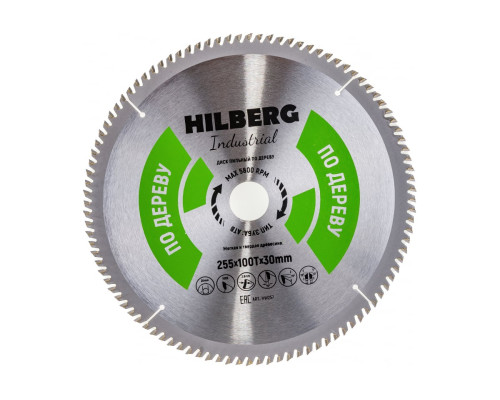 Диск пильный  Industrial Дерево (255x30 мм; 100Т) Hilberg HW257